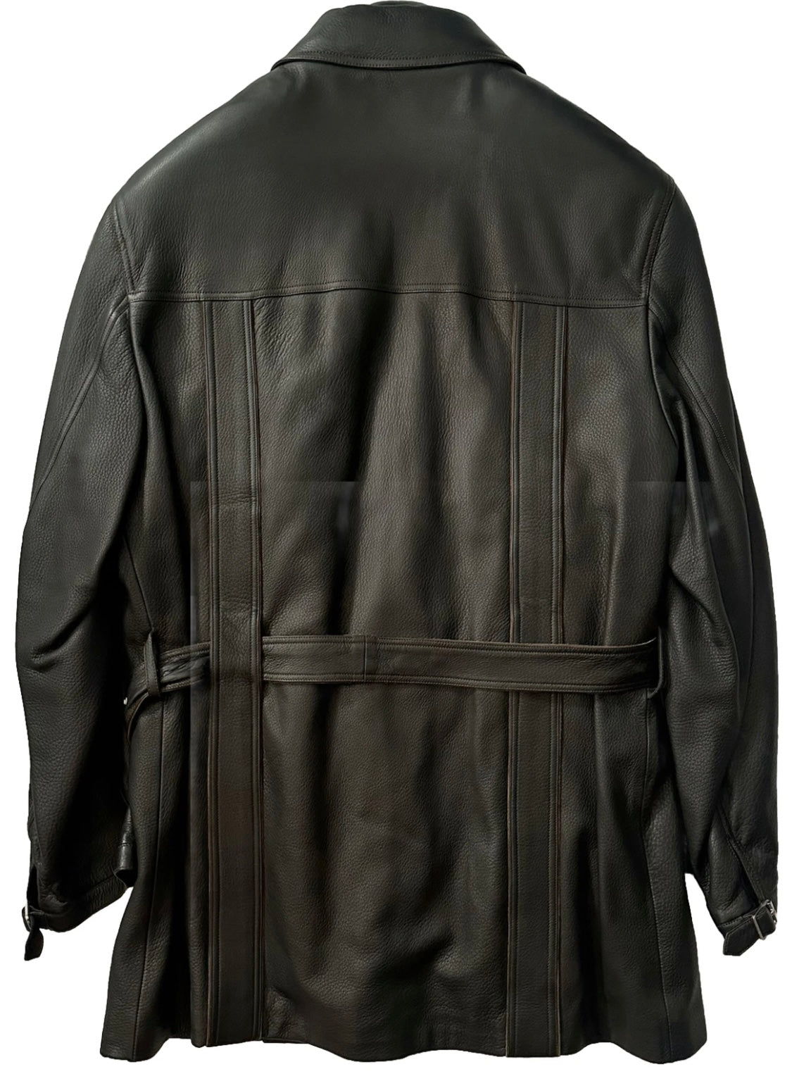 $7500 NEW BRIONI GRAIN LEATHER COAT XL EU 54 MILITARY FIELD JACKET SUEDE DETAILS