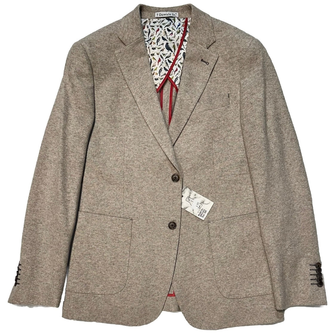 $595 NEW 7 DOWNIE ST 2 BUTTON SPORT COAT HEATHER OATMEAL JERSEY KNIT 38 R 38R