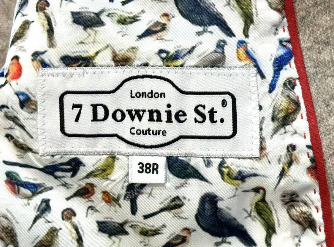 $595 NEW 7 DOWNIE ST 2 BUTTON SPORT COAT HEATHER OATMEAL JERSEY KNIT 38 R 38R
