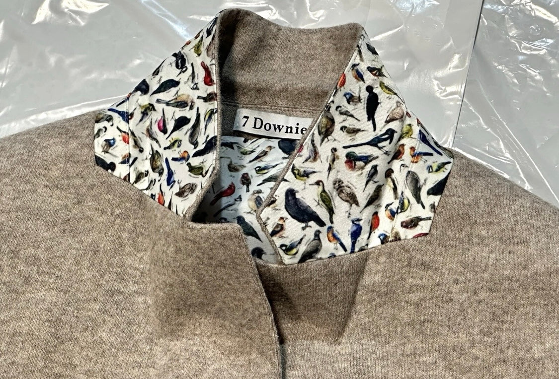 $595 NEW 7 DOWNIE ST 2 BUTTON SPORT COAT HEATHER OATMEAL JERSEY KNIT 38 R 38R