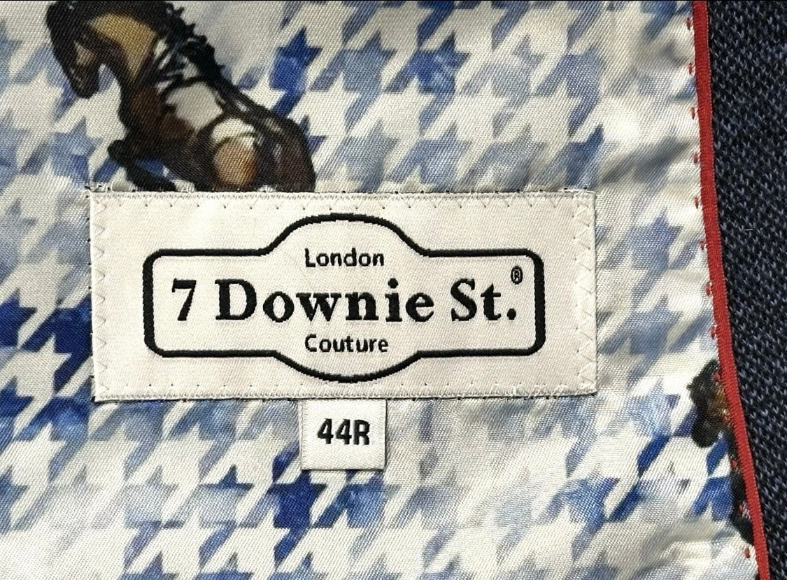 $595 NEW 7 DOWNIE ST 2 BUTTON SPORT COAT BLUE w BLACK UNDERTONE WEAVE 42 44 R