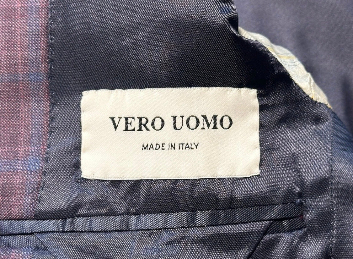 $1895 NEW REDA SUPER 130’S SPORT COAT JACKET ITALY 36 R 36R PURPLE PLAID VERO UOMO