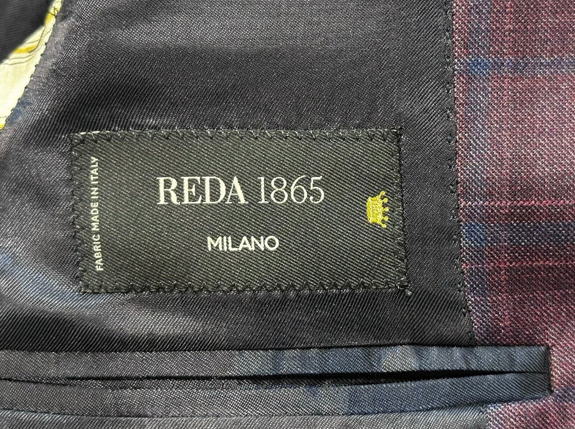 $1895 NEW REDA SUPER 130’S SPORT COAT JACKET ITALY 36 R 36R PURPLE PLAID VERO UOMO