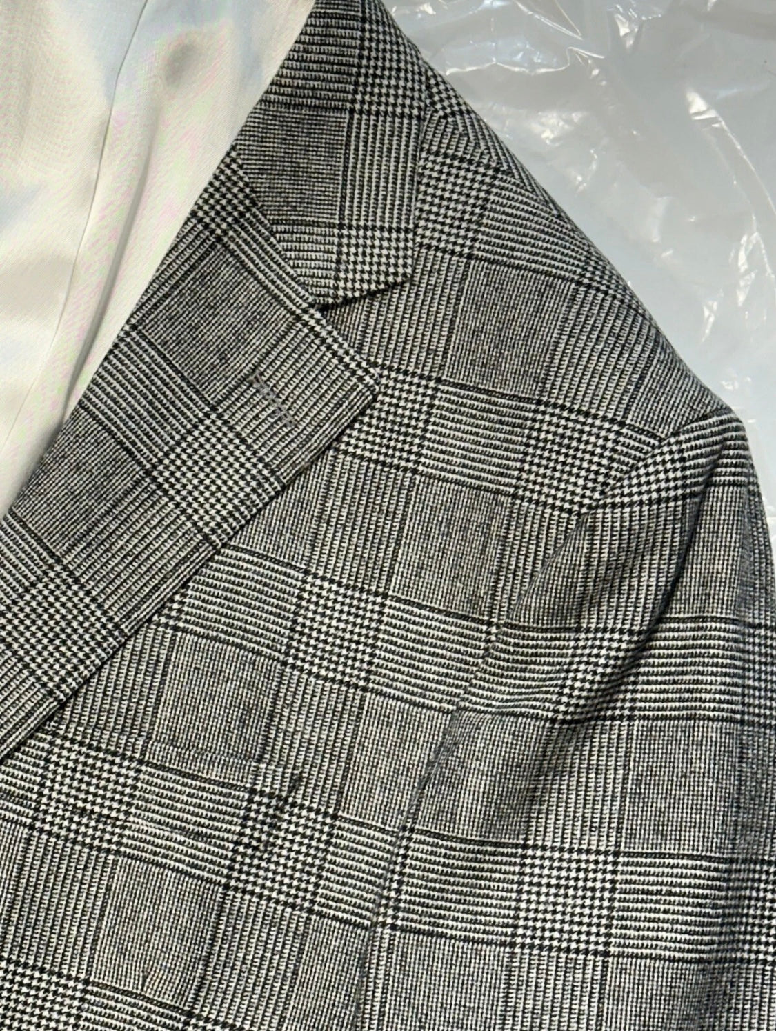 $4250 NEW VERO UOMO LORO PIANA HANDMADE 3 PC SUIT BLACK WHITE PLAID 42 L 42L TOM FORD INSPIRED