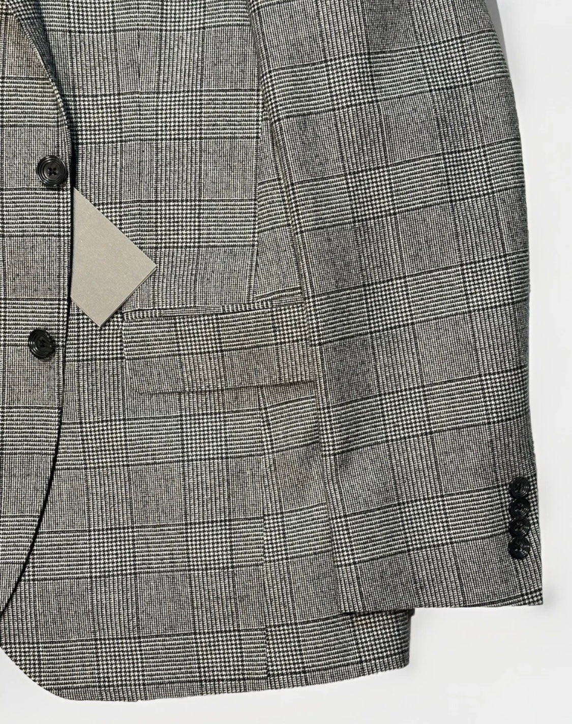 $4250 NEW VERO UOMO LORO PIANA HANDMADE 3 PC SUIT BLACK WHITE PLAID 42 L 42L TOM FORD INSPIRED
