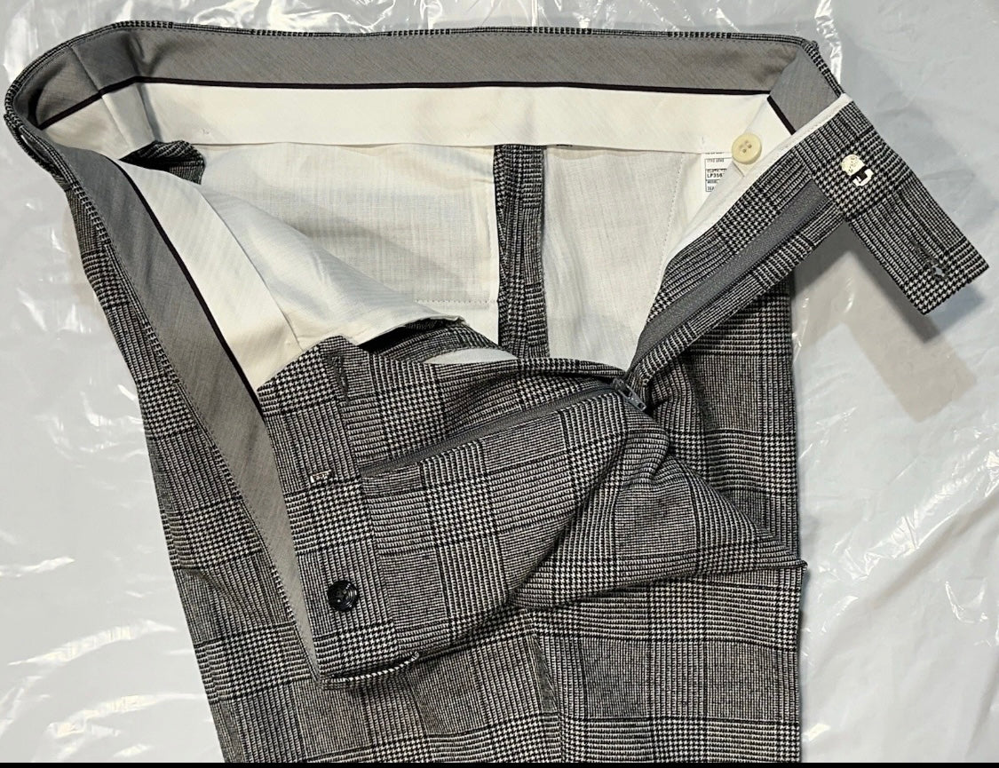 $4250 NEW VERO UOMO LORO PIANA HANDMADE 3 PC SUIT BLACK WHITE PLAID 42 L 42L TOM FORD INSPIRED