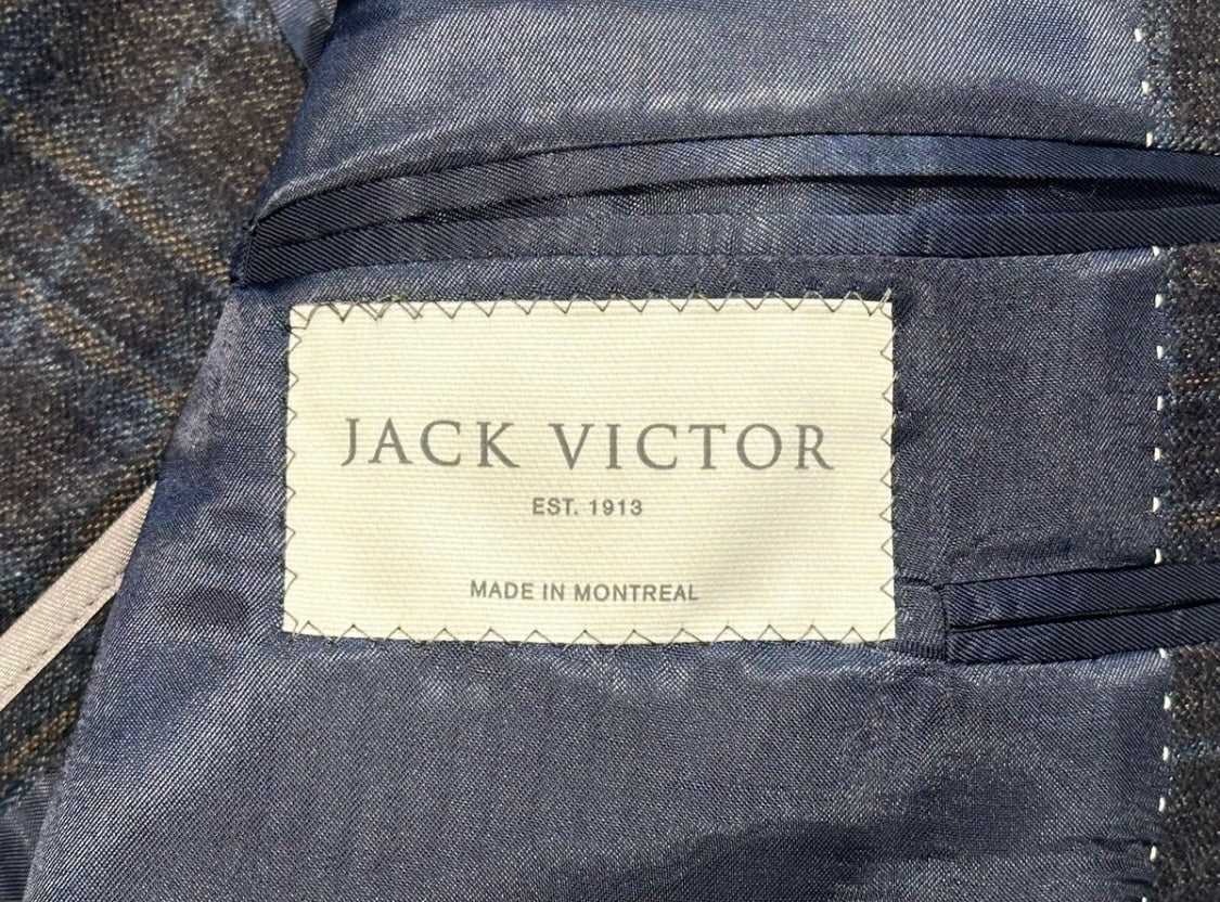 $1175 NEW 40 L HANDMADE SPORTCOAT JACKET JACK VICTOR ITALY WOOL BROWN PLAID 40L