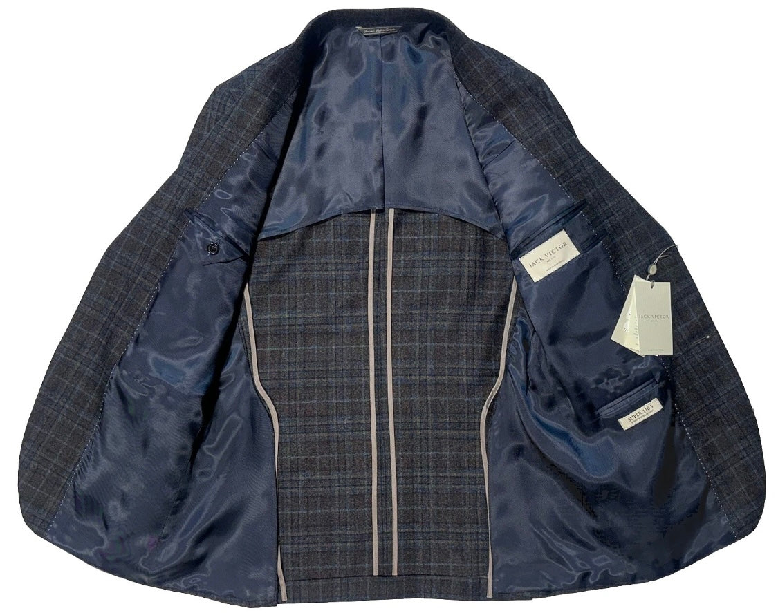 $1175 NEW 40 L HANDMADE SPORTCOAT JACKET JACK VICTOR ITALY WOOL BROWN PLAID 40L