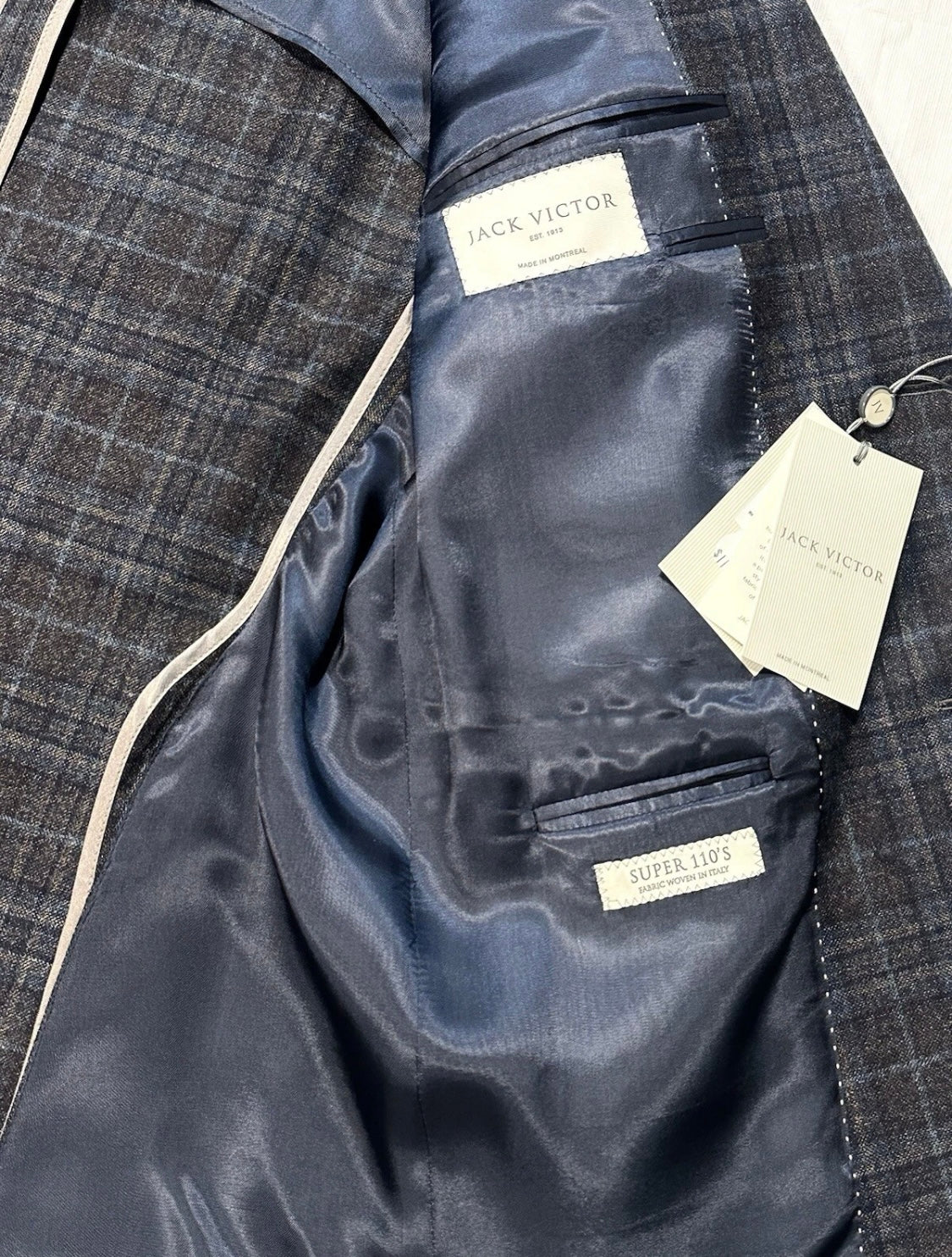 $1175 NEW 40 L HANDMADE SPORTCOAT JACKET JACK VICTOR ITALY WOOL BROWN PLAID 40L