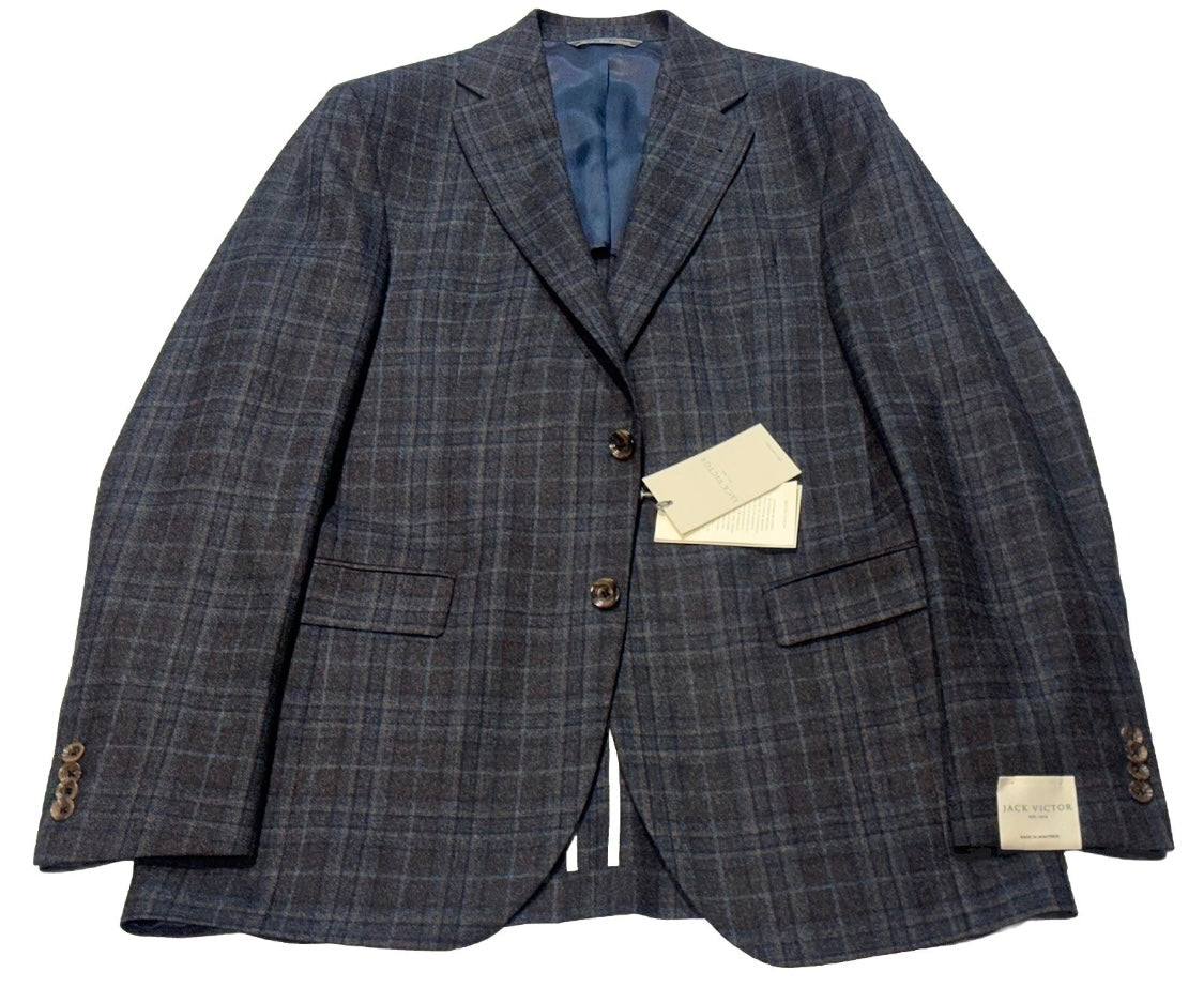 $1175 NEW 40 L HANDMADE SPORTCOAT JACKET JACK VICTOR ITALY WOOL BROWN PLAID 40L