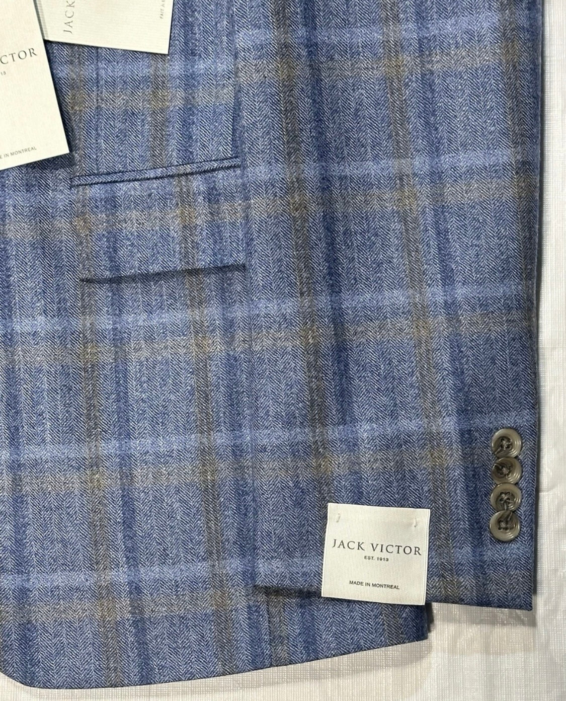$1175 NEW 40 R HANDMADE SPORTCOAT JACKET JACK VICTOR ITALY WOOL BLUE PLAID 40R