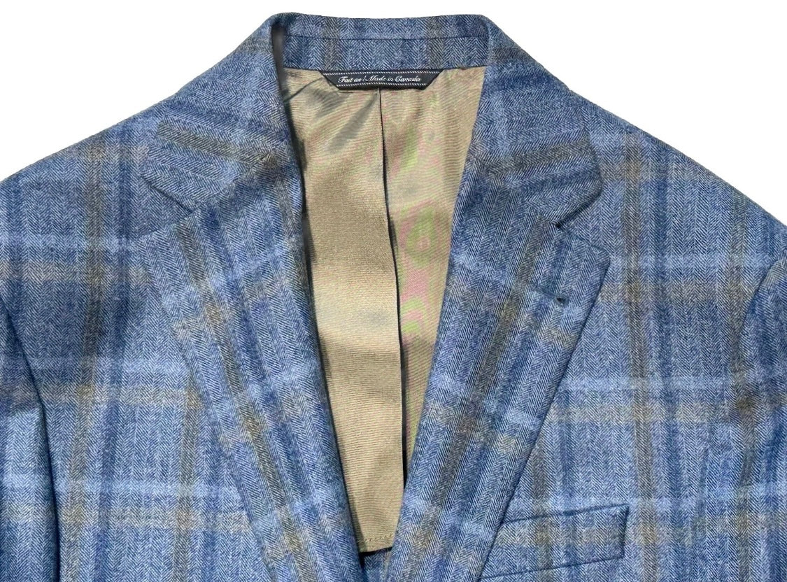$1175 NEW 40 R HANDMADE SPORTCOAT JACKET JACK VICTOR ITALY WOOL BLUE PLAID 40R
