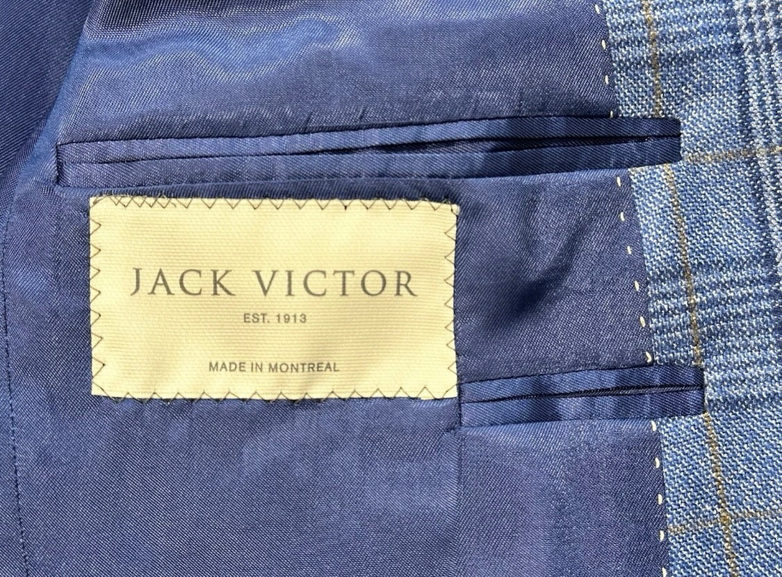 $1195 NEW 38 R HANDMADE SPORTCOAT JACKET JACK VICTOR ITALY WOOL BLUE PLAID 38R