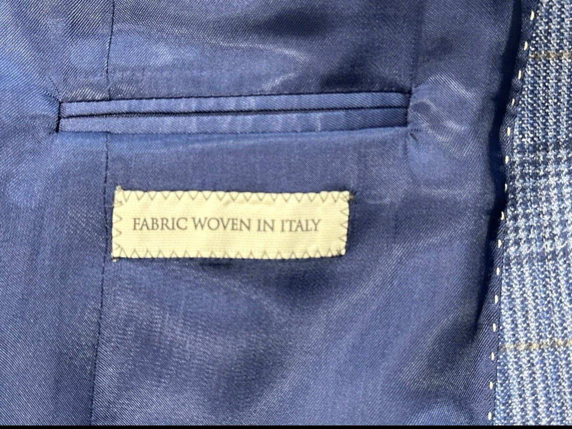 $1195 NEW 38 R HANDMADE SPORTCOAT JACKET JACK VICTOR ITALY WOOL BLUE PLAID 38R