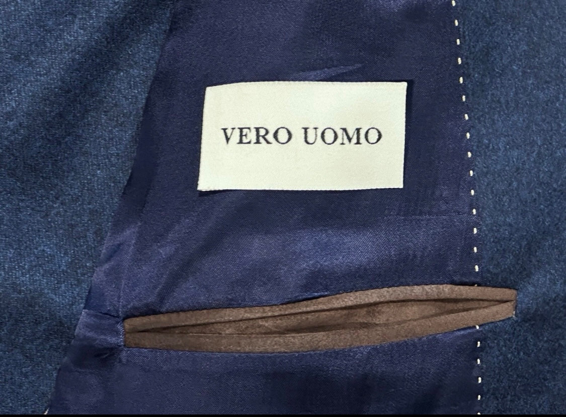 $1950 NEW 48 R 100% CASHMERE HANDMADE SPORTCOAT JACKET SLIM FIT 48R BLUE BLACK