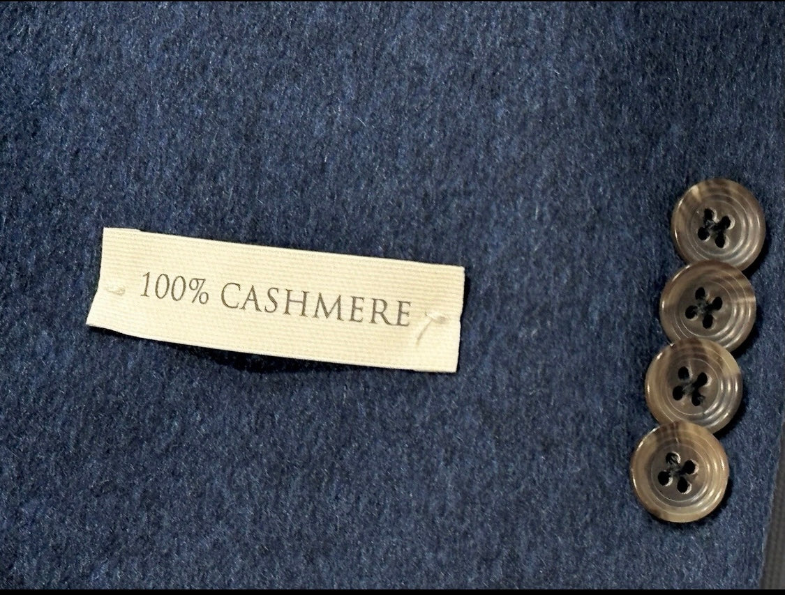 $1950 NEW 48 R 100% CASHMERE HANDMADE SPORTCOAT JACKET SLIM FIT 48R BLUE BLACK