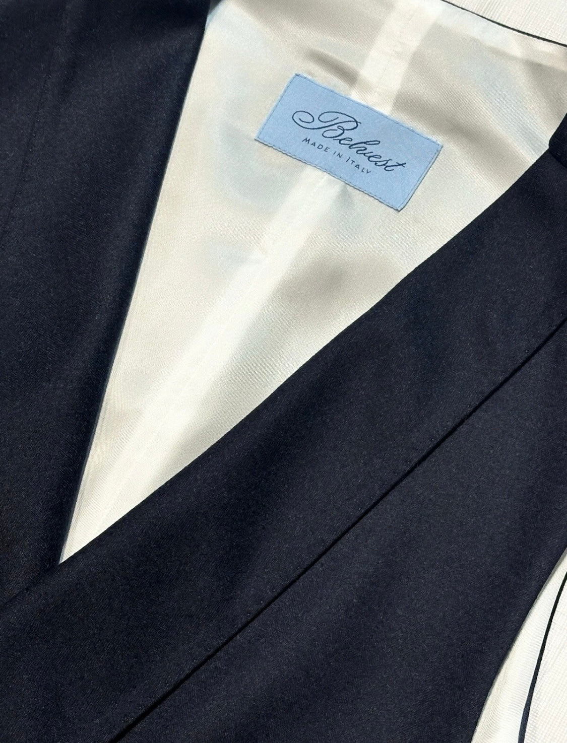 $4995 NEW EU 50 / FITS US 38R 40R BELVEST SUIT 3 PC FULLY HANDMADE MIDNIGHT NAVY JACKET VEST PANTS 38 R 40 R