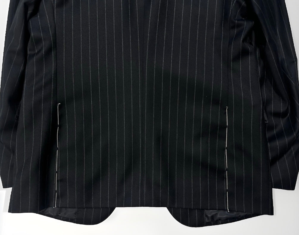 $5995 NEW EU 52 L / 40L 42L BELVEST SUIT 3 PC FULL HANDMADE NAVY PINSTRIPE JACKET VEST PANT 40 L 42 L