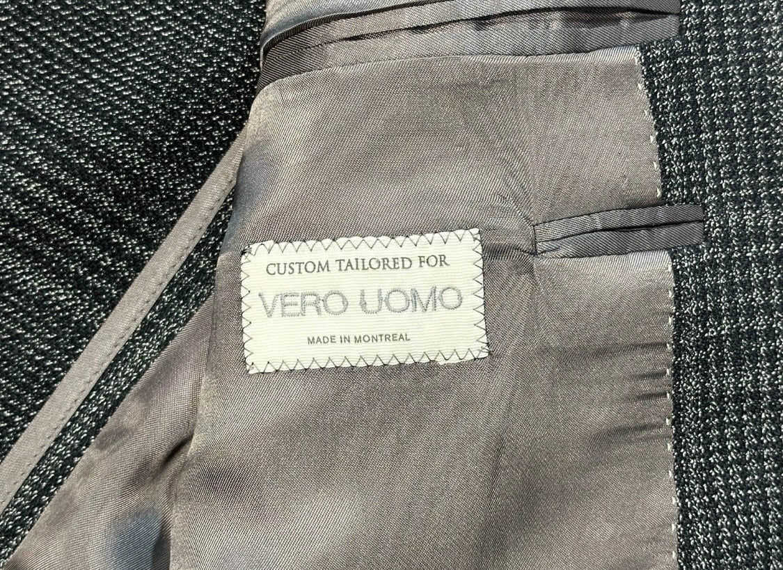 $1095 NEW 42 L HANDMADE SPORTCOAT JACKET BLACK GRAY PLAID VERO UOMO ITALY WOOL