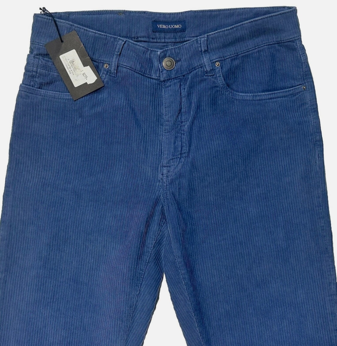$295 NEW SZ 32 ITALY VERO UOMO SLIM FIT CORDUROY JEANS CUT 5 POCKET PANTS INDIGO