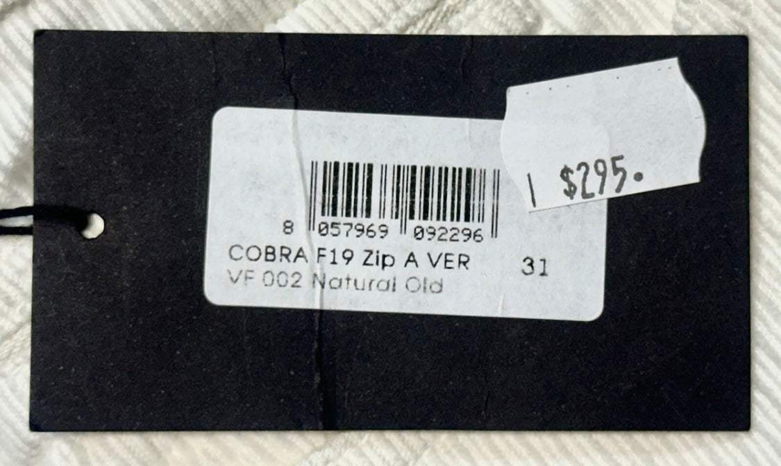 $295 NEW SZ 31 ITALY VERO UOMO SLIM FIT CORDUROY JEANS CUT 5 POCKET PANTS IVORY