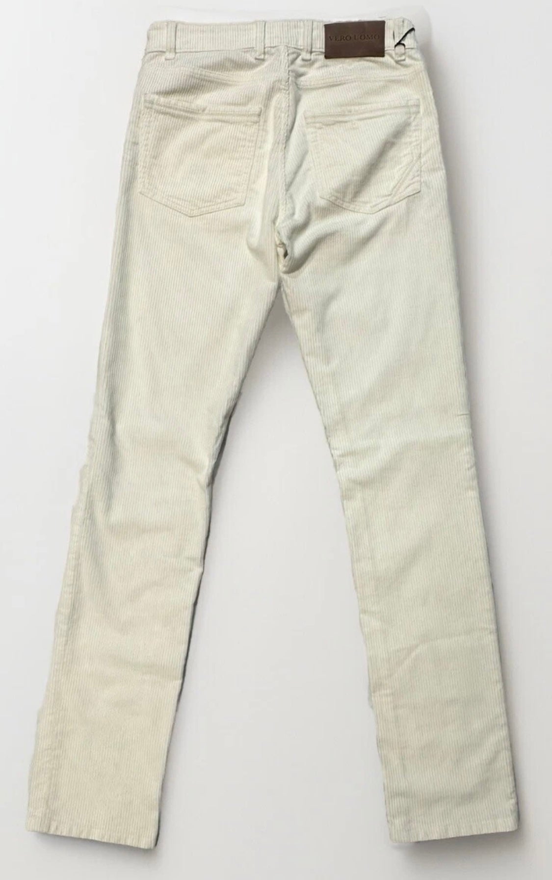 $295 NEW SZ 31 ITALY VERO UOMO SLIM FIT CORDUROY JEANS CUT 5 POCKET PANTS IVORY