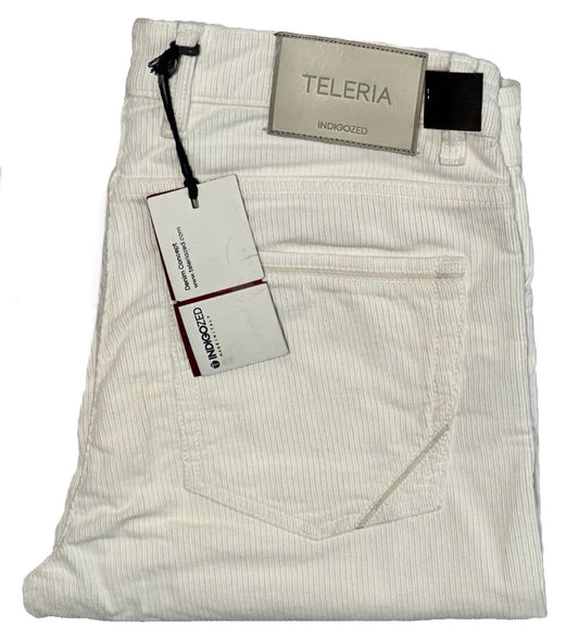 $325 NEW 34 FITS 33 TELERIA ZED ITALY JEANS CUT 5 POCKET CORDUROY PANTS IVORY
