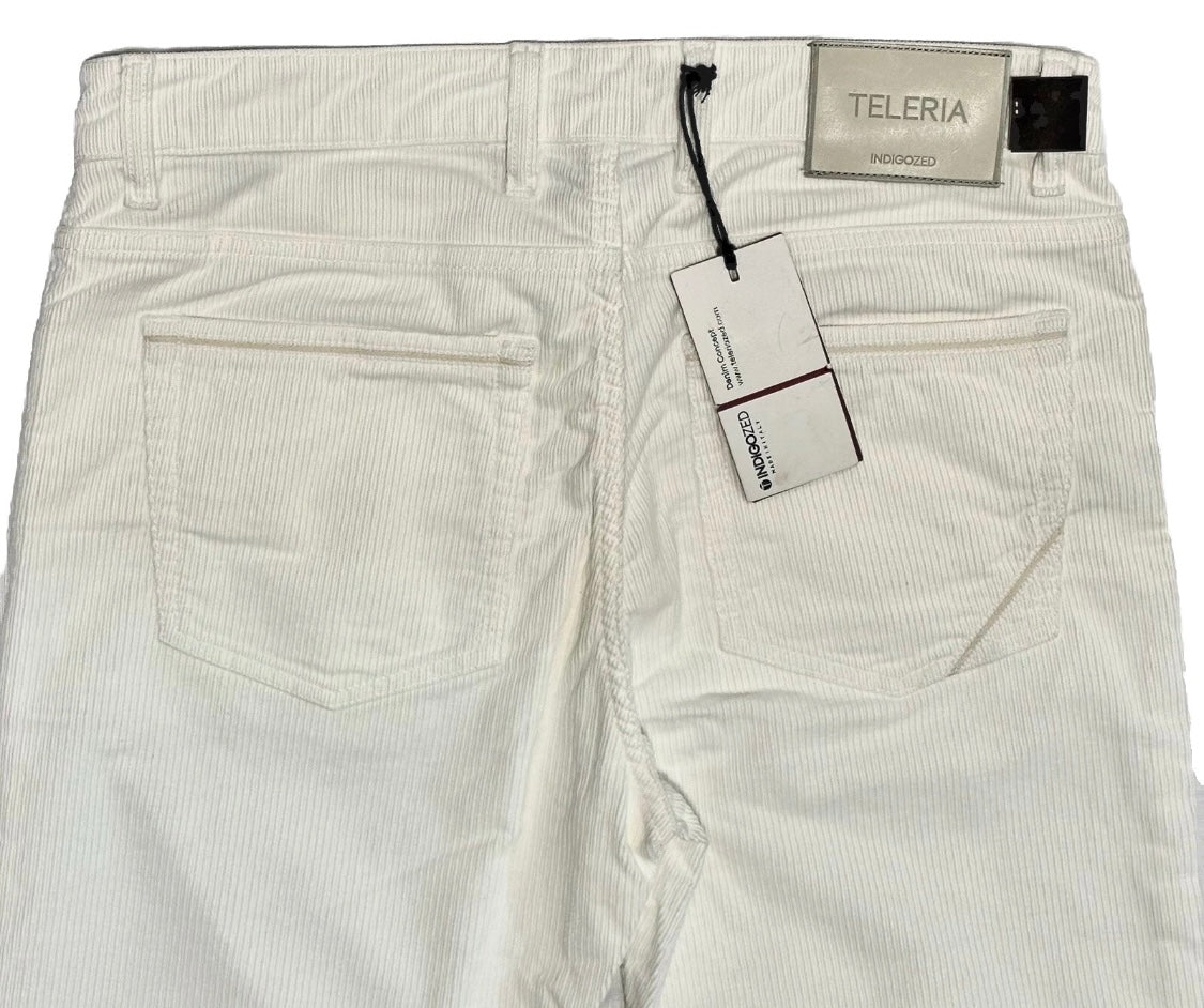 $325 NEW 34 FITS 33 TELERIA ZED ITALY JEANS CUT 5 POCKET CORDUROY PANTS IVORY