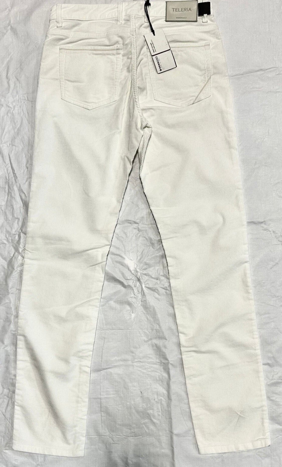 $325 NEW 34 FITS 33 TELERIA ZED ITALY JEANS CUT 5 POCKET CORDUROY PANTS IVORY