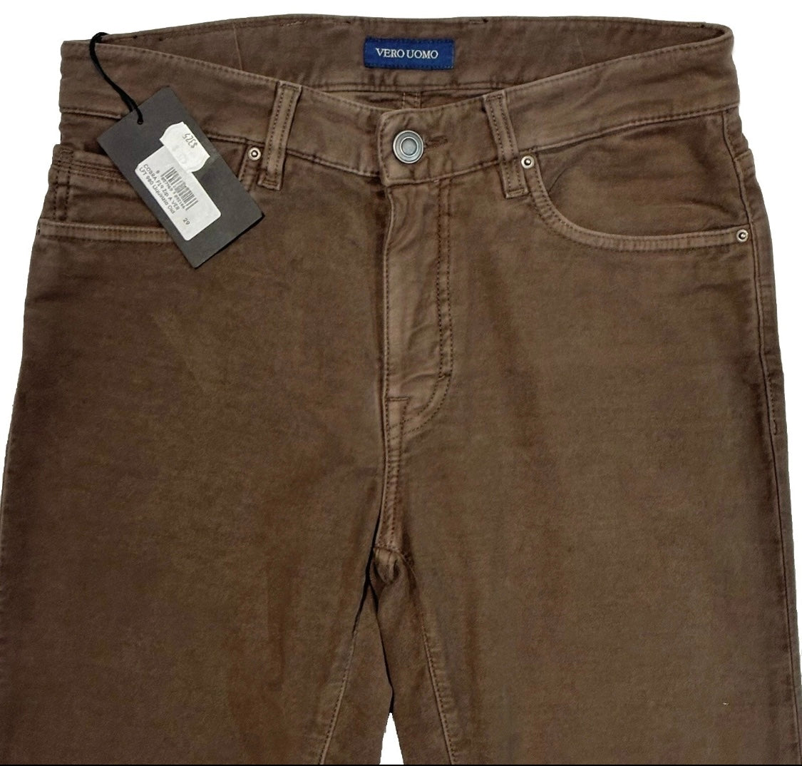 $325 NEW 29 TELERIA ZED 4 VERO UOMO ITALY JEANS CUT 5 POCKET PANTS VINTAGE BROWN