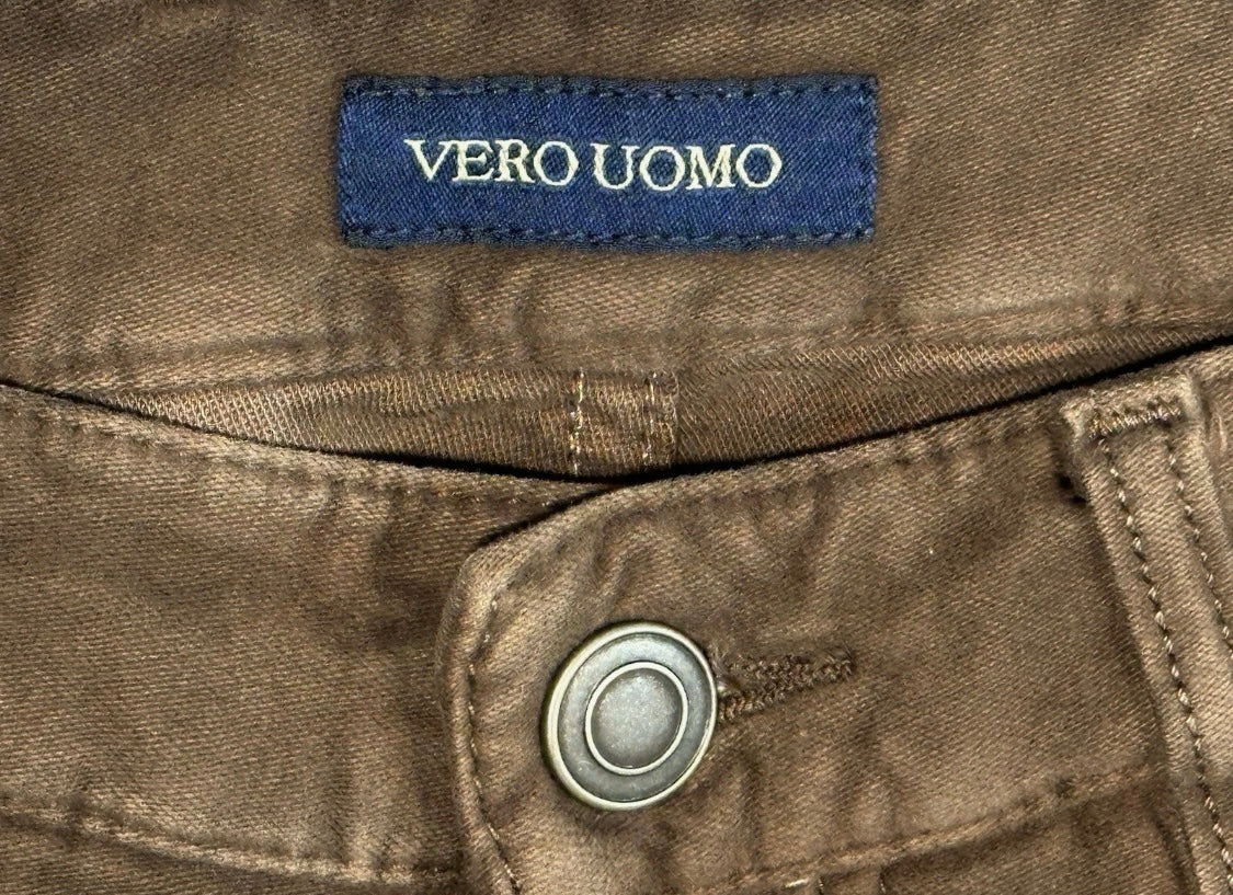 $325 NEW 29 TELERIA ZED 4 VERO UOMO ITALY JEANS CUT 5 POCKET PANTS VINTAGE BROWN