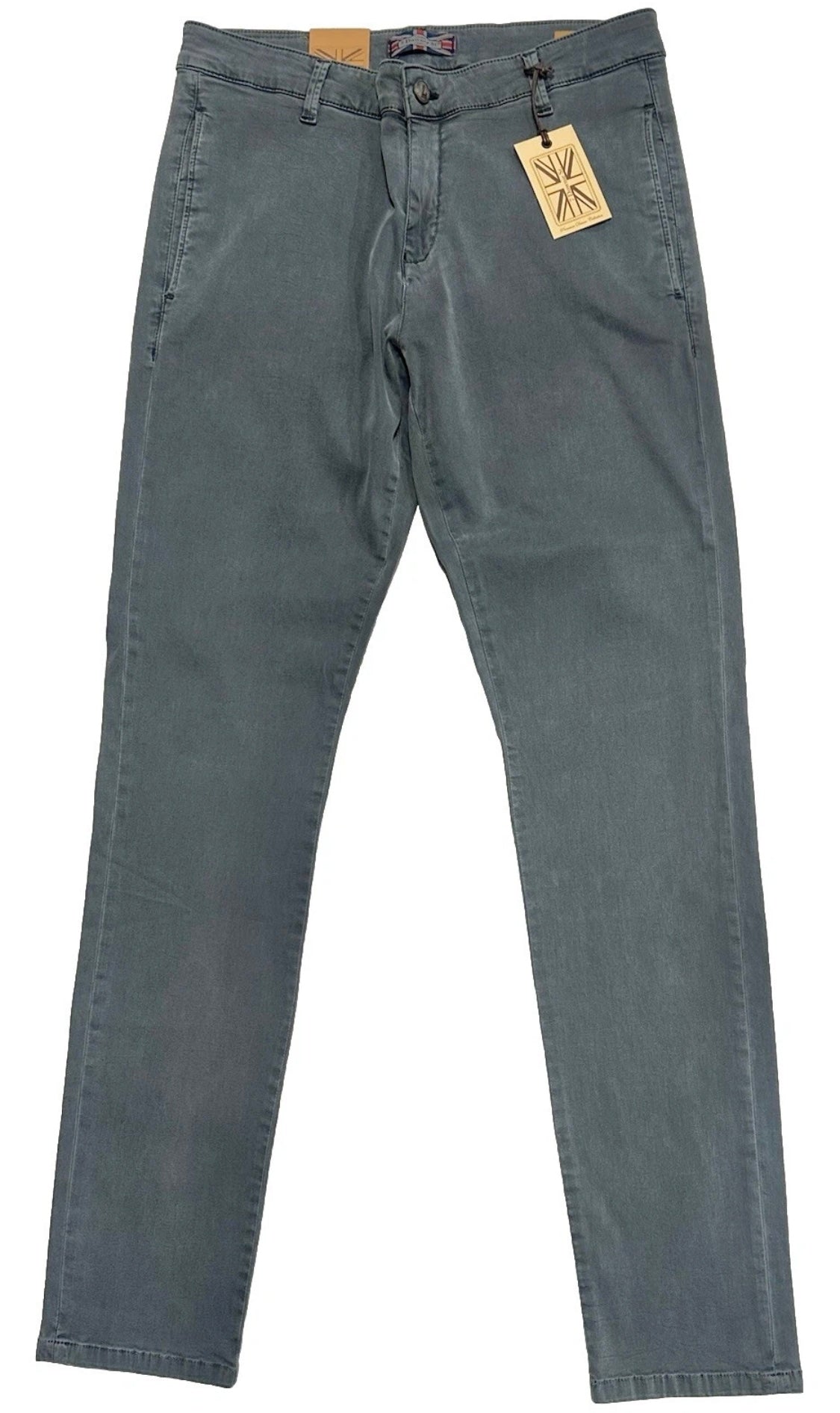 $295 NEW 31 X 34 STEEL BLUE VINTAGE WASH KHAKI PANTS 7 DOWNIE ST COUTURE FITS 32