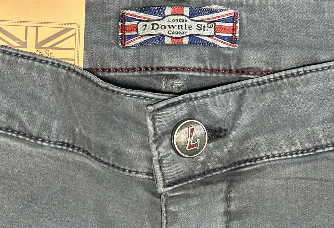$295 NEW 31 X 34 STEEL BLUE VINTAGE WASH KHAKI PANTS 7 DOWNIE ST COUTURE FITS 32
