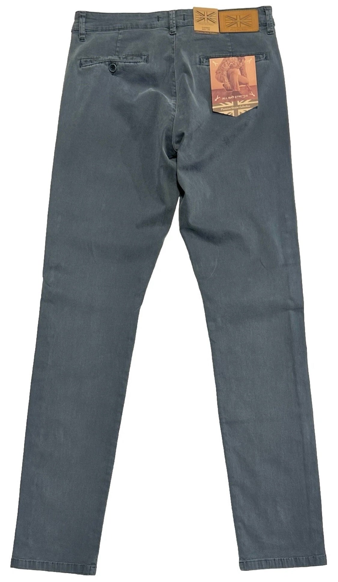 $295 NEW 31 X 34 STEEL BLUE VINTAGE WASH KHAKI PANTS 7 DOWNIE ST COUTURE FITS 32