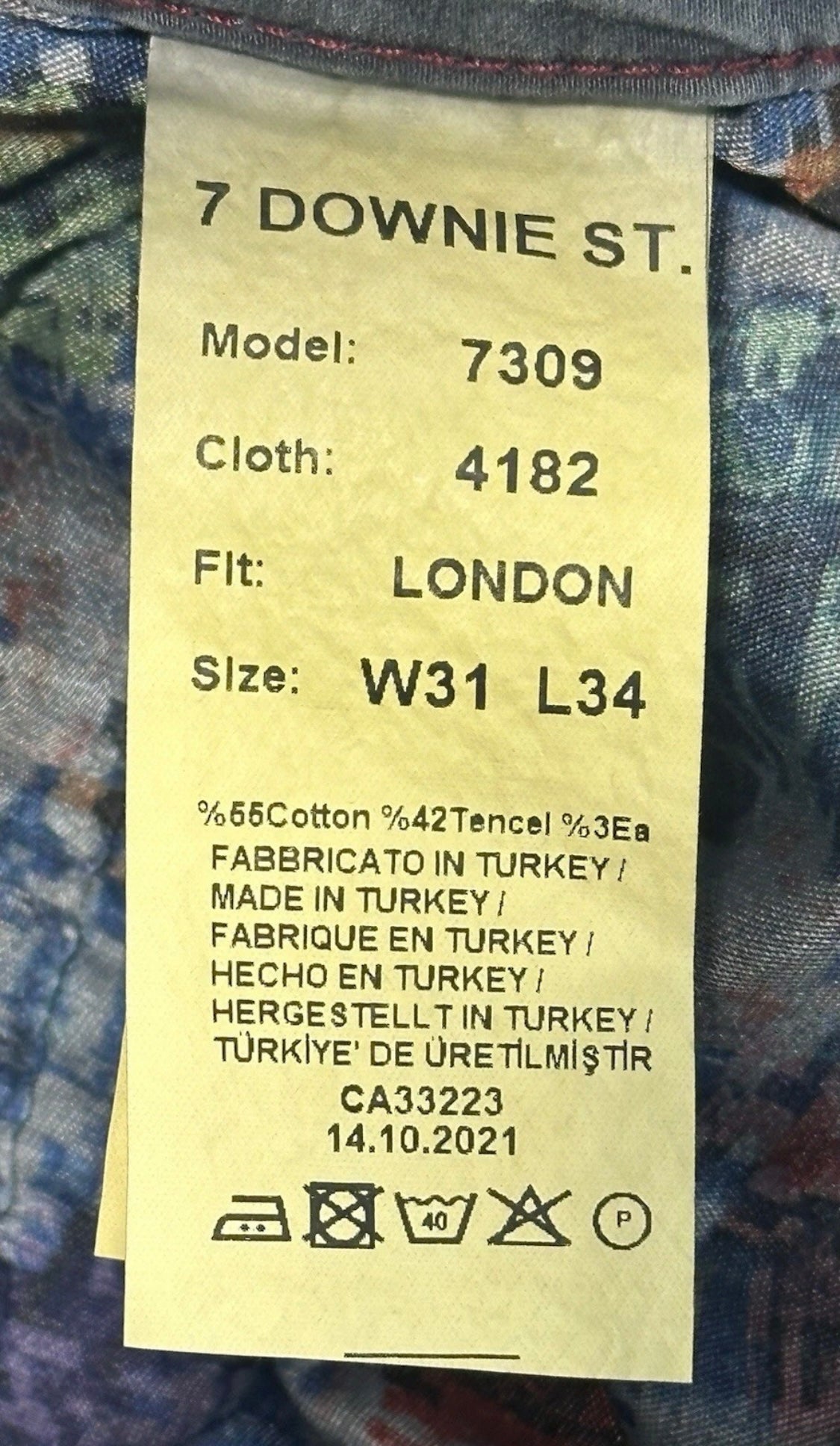 $295 NEW 31 X 34 STEEL BLUE VINTAGE WASH KHAKI PANTS 7 DOWNIE ST COUTURE FITS 32
