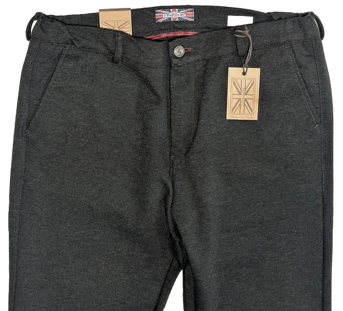 $350 NEW 38 X 34 CHARCOAL ELASTIC WAIST PANTS 7 DOWNIE ST COUTURE JERSEY FABRIC