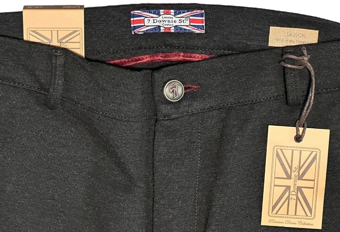 $350 NEW 38 X 34 CHARCOAL ELASTIC WAIST PANTS 7 DOWNIE ST COUTURE JERSEY FABRIC