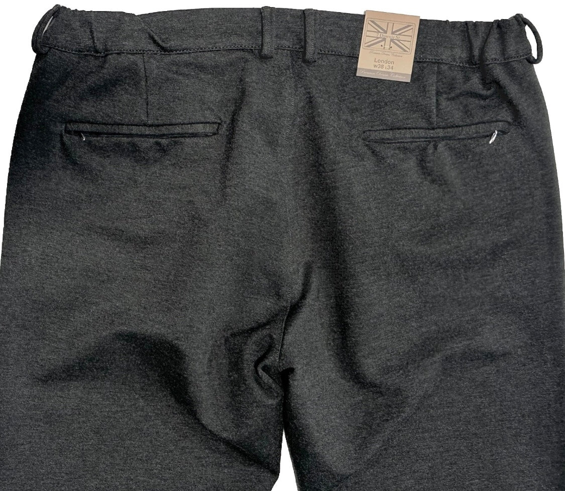 $350 NEW 38 X 34 CHARCOAL ELASTIC WAIST PANTS 7 DOWNIE ST COUTURE JERSEY FABRIC