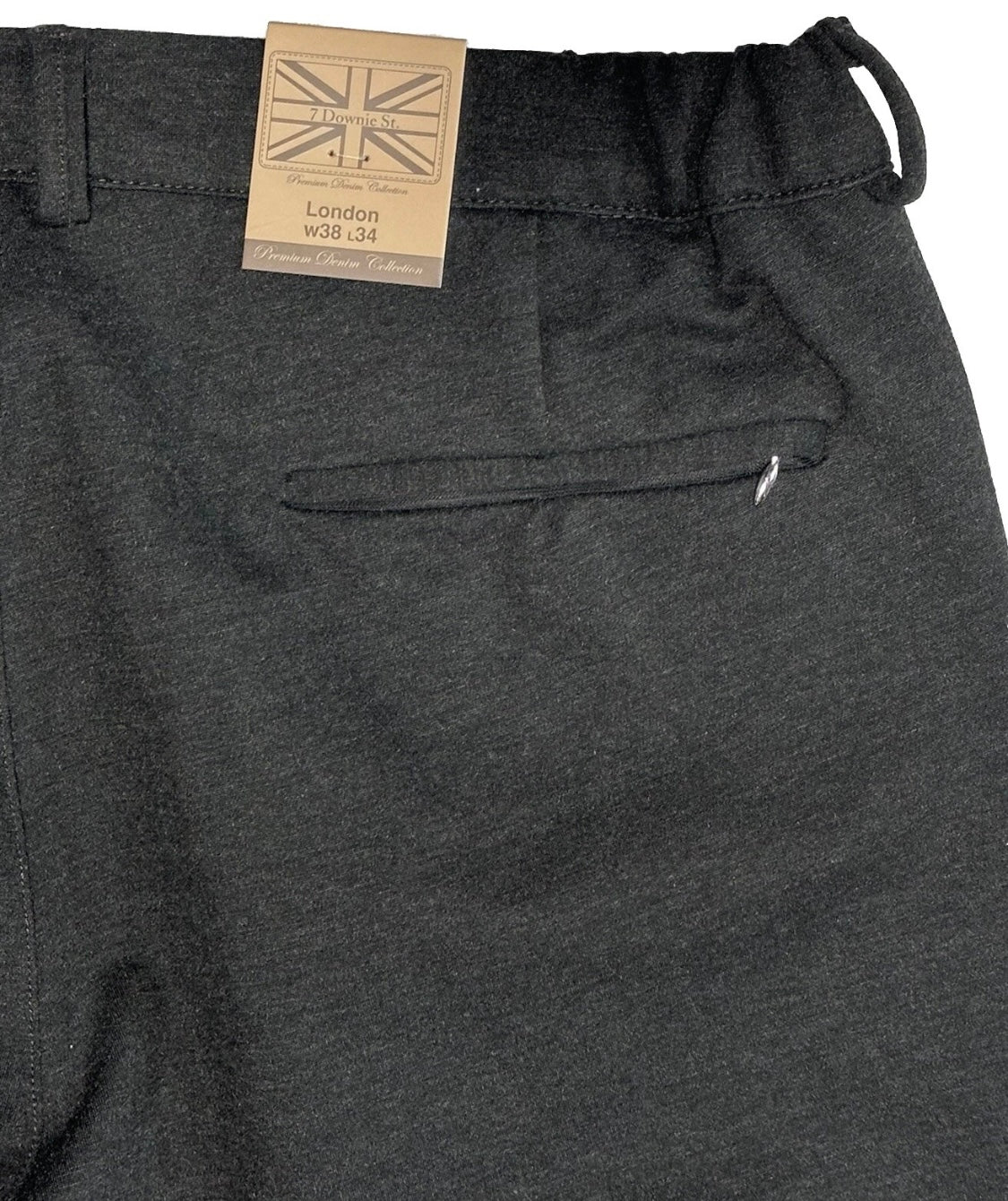$350 NEW 38 X 34 CHARCOAL ELASTIC WAIST PANTS 7 DOWNIE ST COUTURE JERSEY FABRIC