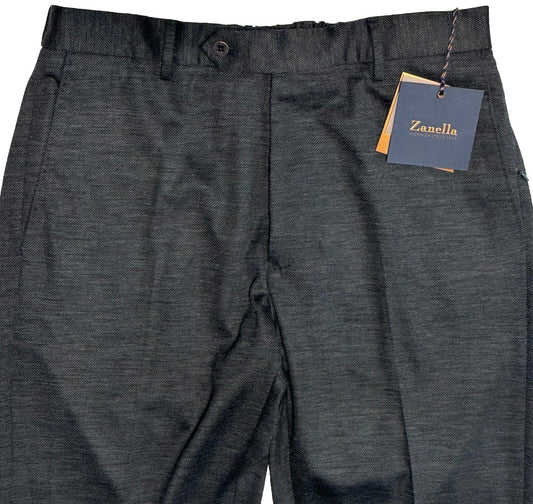 $425 NEW HANDMADE ZANELLA ELASTIC WAIST CASUAL DRESS PANTS 32 NASH CHARCOAL WEAVE