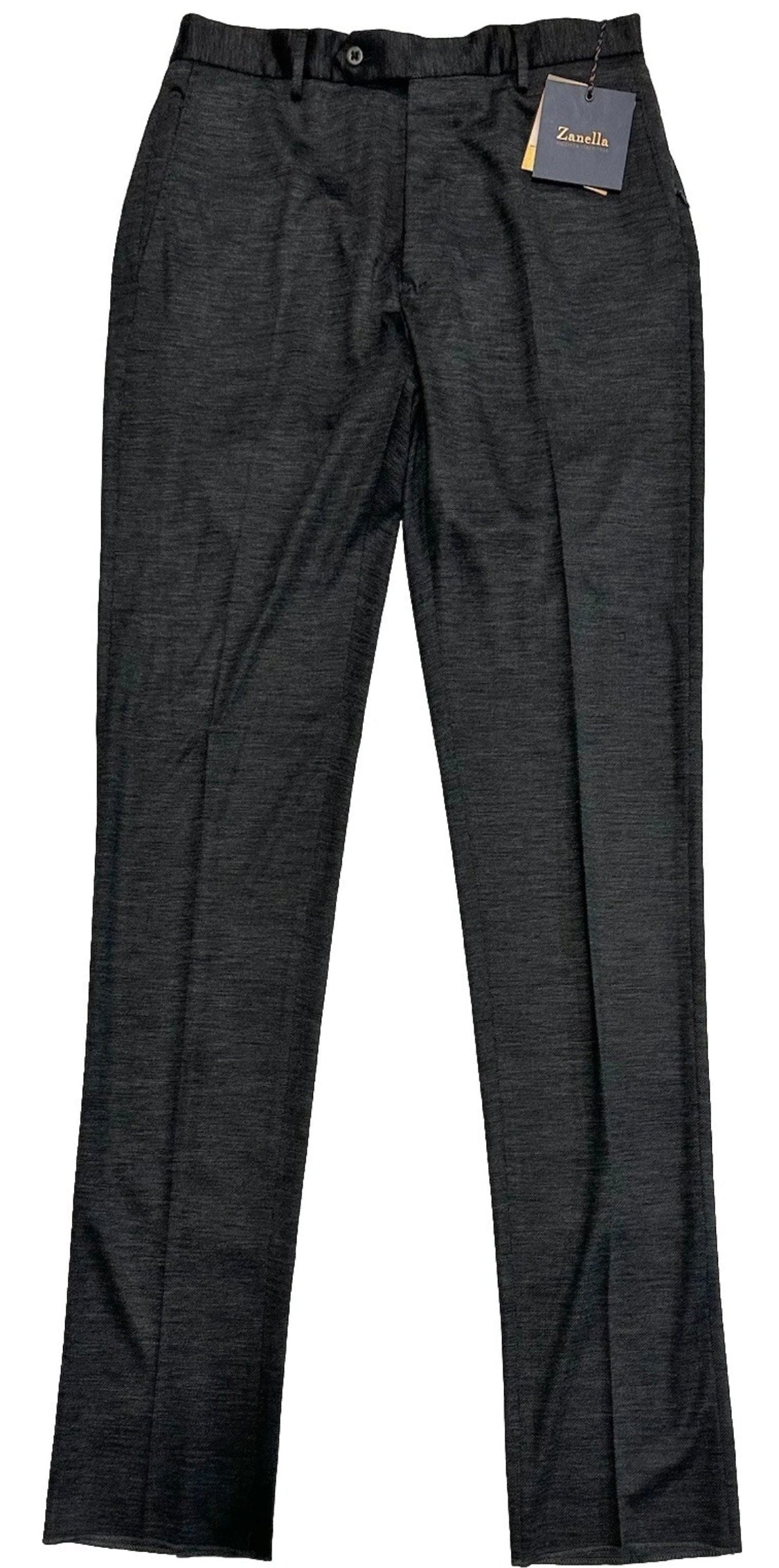 $425 NEW HANDMADE ZANELLA ELASTIC WAIST CASUAL DRESS PANTS 32 NASH CHARCOAL WEAVE