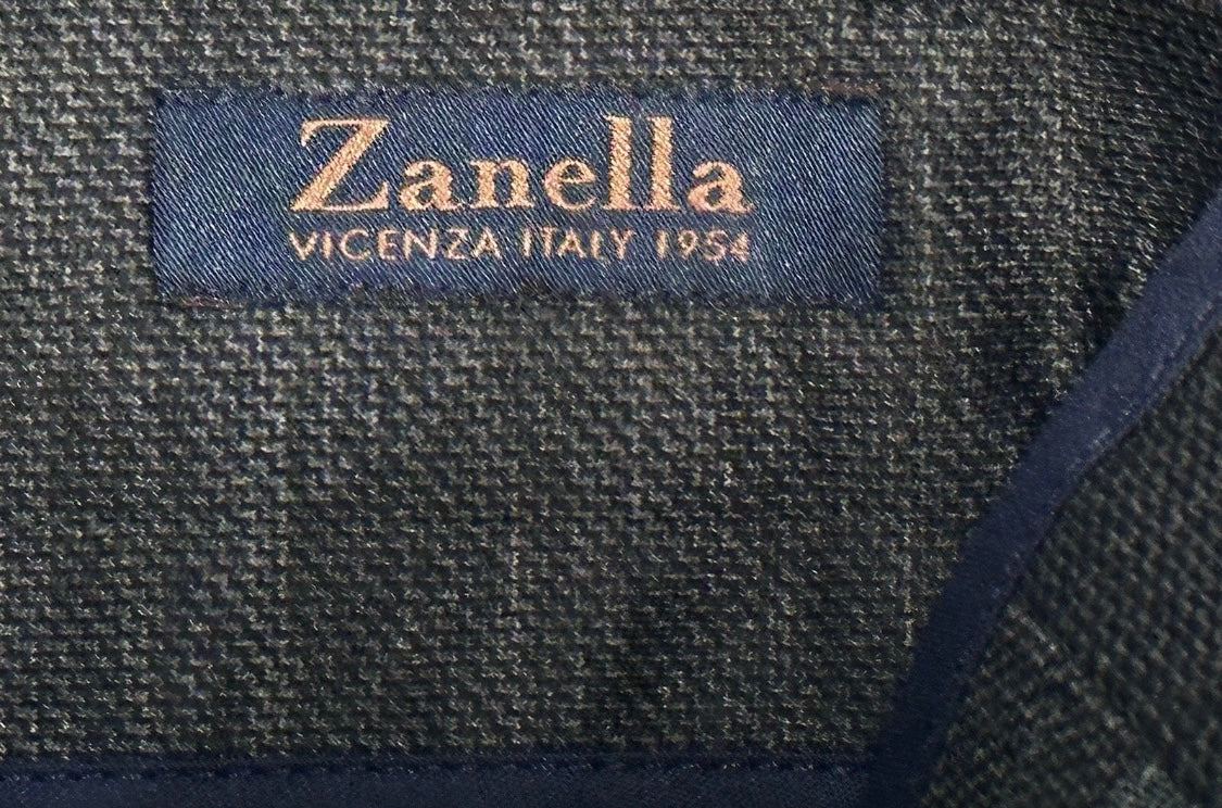 $425 NEW HANDMADE ZANELLA ELASTIC WAIST CASUAL DRESS PANTS 32 NASH CHARCOAL WEAVE