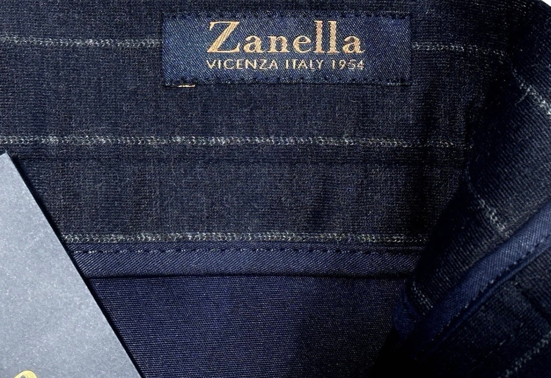 $495 NEW HANDMADE ZANELLA NASH ELASTIC WAIST CASUAL DRESS PANTS 38 MOBSTER PINSTRIPES