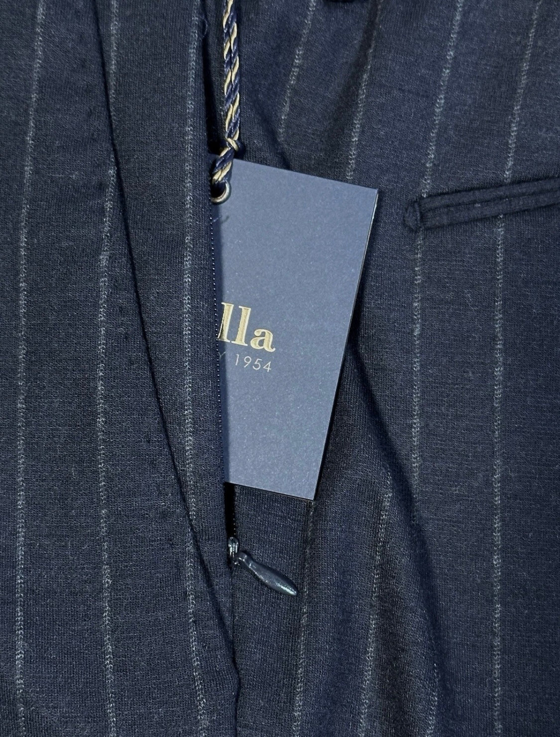 $495 NEW HANDMADE ZANELLA NASH ELASTIC WAIST CASUAL DRESS PANTS 38 MOBSTER PINSTRIPES