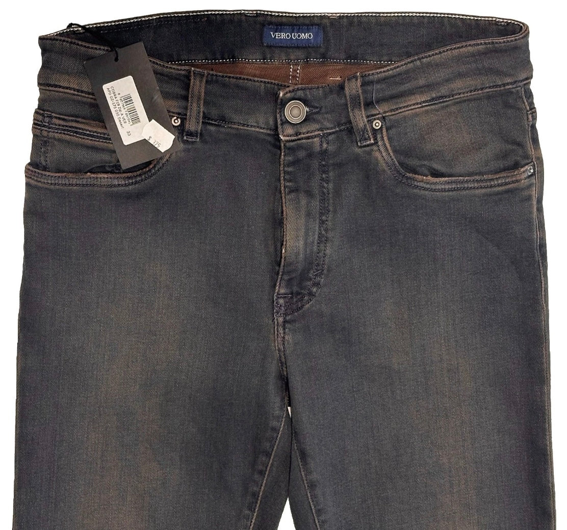 $375 NEW 5 POCKET JEANS PANTS TELERIA ZED FOR VERO UOMO ITALY 33 SLIM STRETCH
