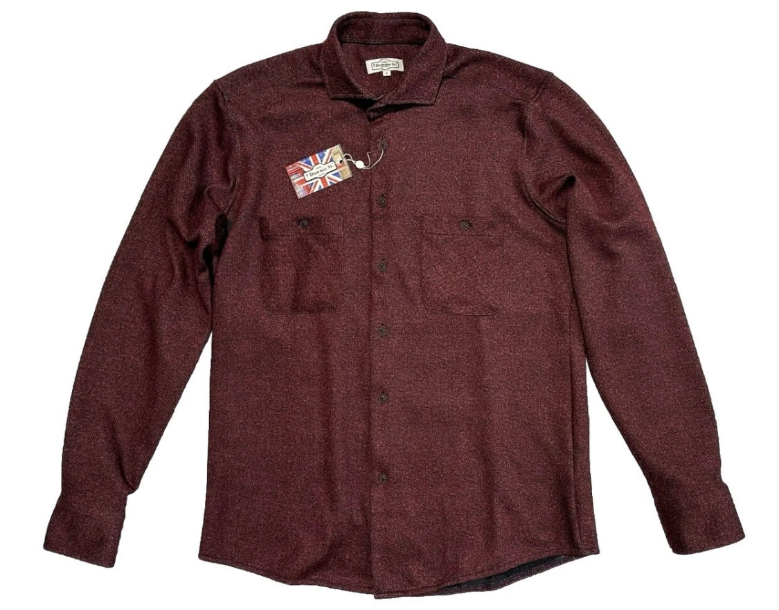 $395 NEW 7 DOWNIE ST COUTURE DOUBLE FACE HEAVY KNIT COTTON DRESS SHIRT SZ 5 = L TO XL 16.5 17