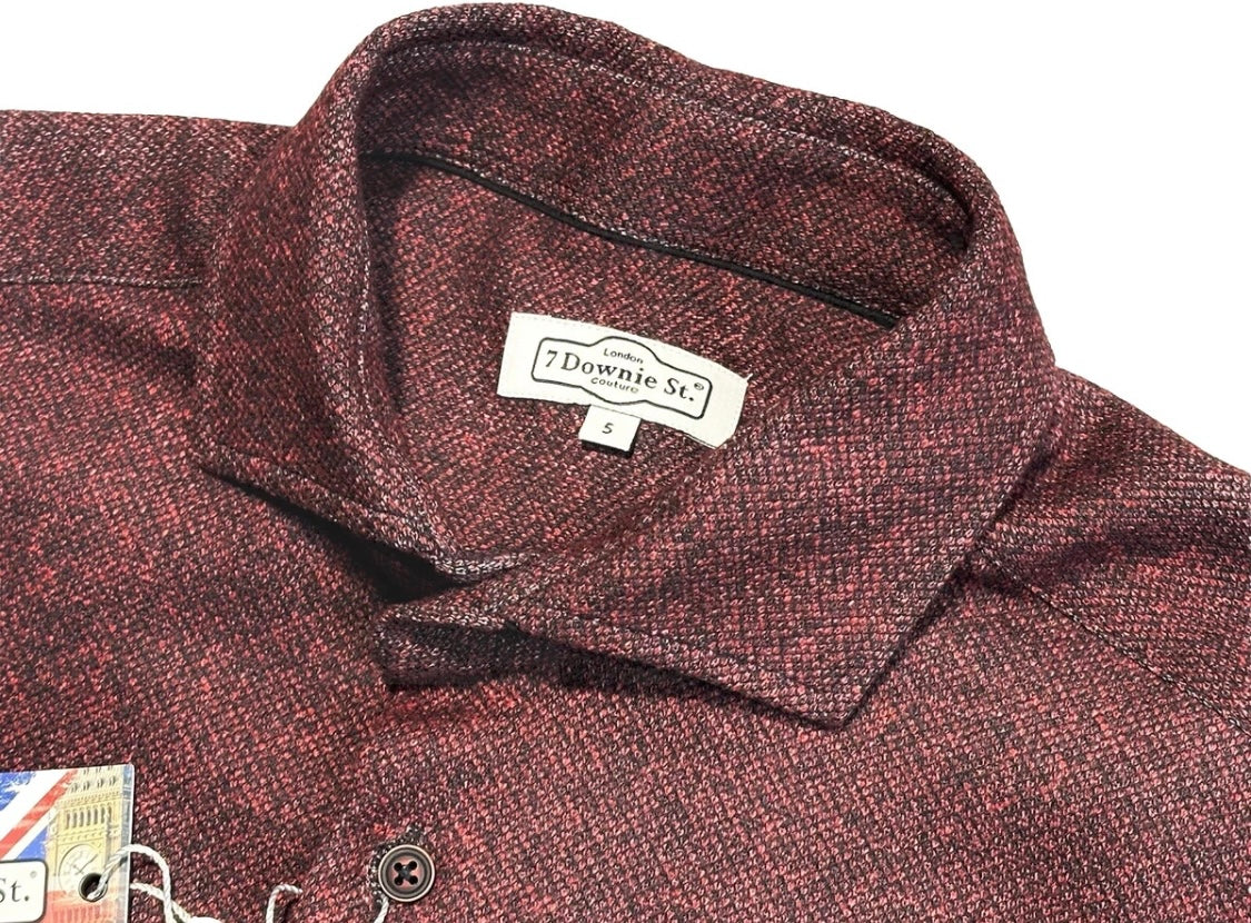 $395 NEW 7 DOWNIE ST COUTURE DOUBLE FACE HEAVY KNIT COTTON DRESS SHIRT SZ 5 = L TO XL 16.5 17