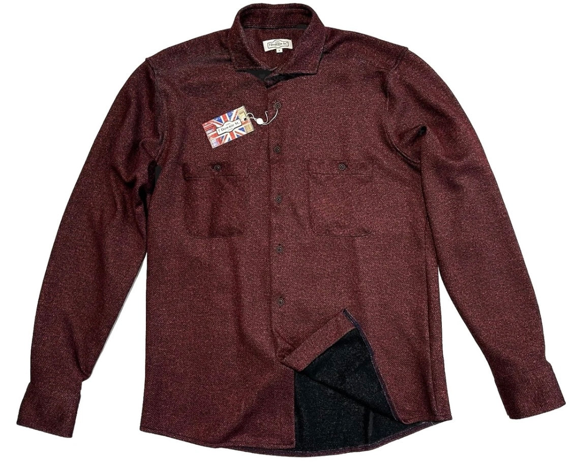 $395 NEW 7 DOWNIE ST COUTURE DOUBLE FACE HEAVY KNIT COTTON DRESS SHIRT SZ 5 = L TO XL 16.5 17