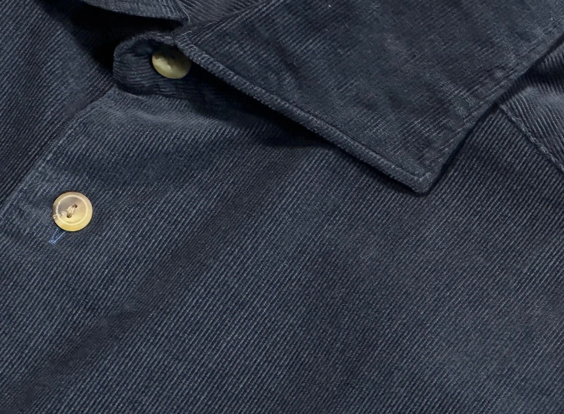 $395 NEW ETON CORDUROY DRESS SHIRT XL 17 EU 43 CONTEMPORARY FIT DARK NAVY FINE WALE