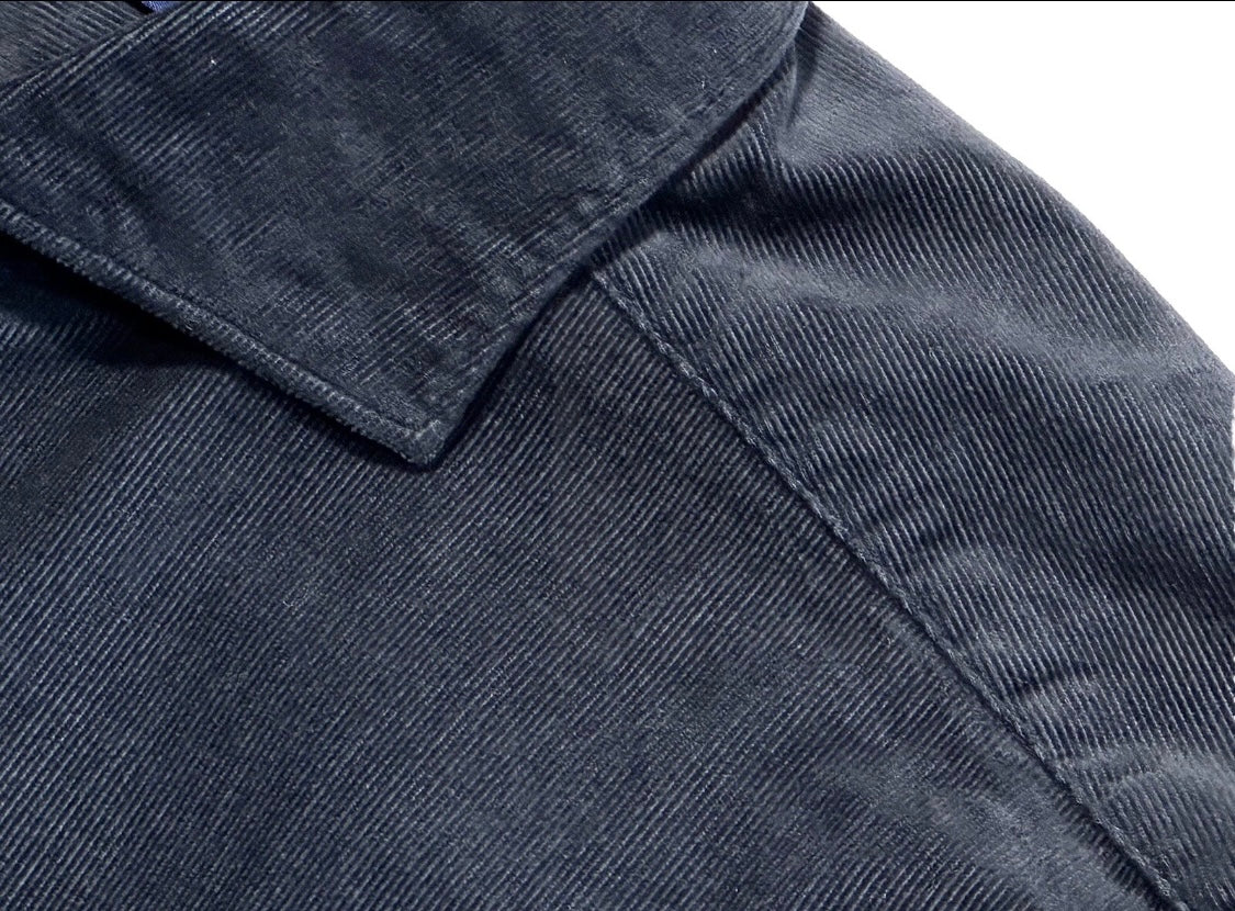 $395 NEW ETON CORDUROY DRESS SHIRT XL 17 EU 43 CONTEMPORARY FIT DARK NAVY FINE WALE